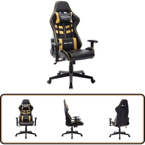 Gaming-Stuhl Schwarz und Golden Kunstleder - Gaming Stuhl - PC Stuhl - Bürostuhl - Gamer Chair - Ergonomischer Stuhl