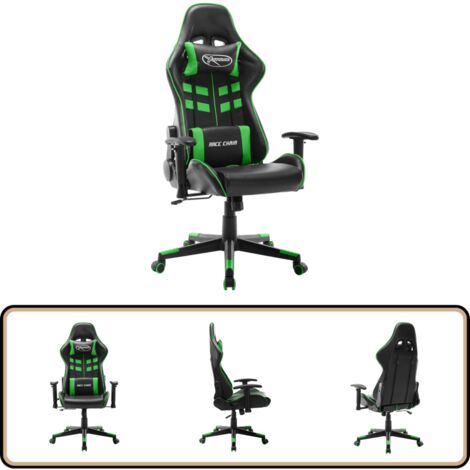 Gaming-Stuhl Schwarz und Grün Kunstleder - Gaming Stuhl - PC Stuhl - Bürostuhl - Ergonomischer Stuhl - Gamer Chair