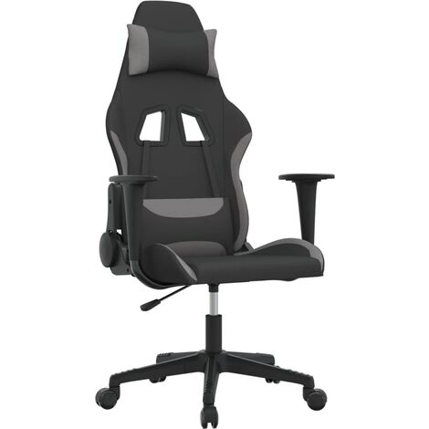 Gaming-Stuhl Schwarz und Hellgrau Stoff vidaXL