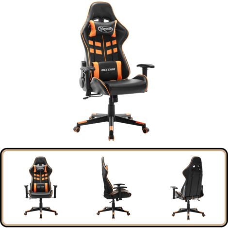 Gaming-Stuhl Schwarz und Orange Kunstleder - Gaming Stuhl - PC Stuhl - Bürostuhl - Ergonomischer Stuhl - Gamer Chair
