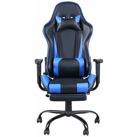 Blau Sigtua Gaming Stuhl Computerstuhl Höhenverstellbarer Armlehnen PC Stuhl Gamer Stuhl Chefsessel Ergonomischer Drehstuhl Schreibtischstuhl mit hohe Rückenlehne Kopfstütze und Lordosenstütze