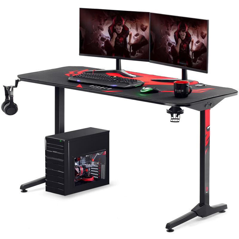 Gaming Tisch Gamer Schreibtisch Computertisch X-Mate (140 x 76 x 66 cm) Schwarz - Diablo