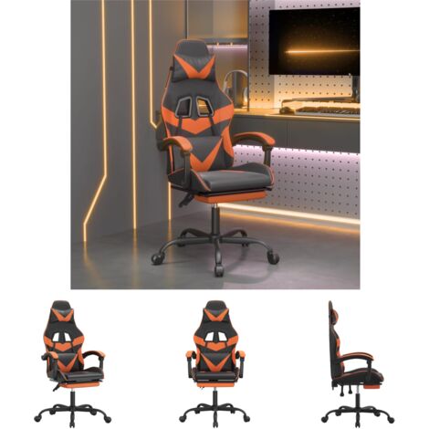 Gamingstuhl Kunstleder - vidaXL Gaming-Stuhl mit Fußstütze Drehbar Schwarz & Orange Kunstleder - Gamingstuhl mit Kissen