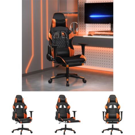 Gamingstuhl mit Fußstütze - vidaXL Gaming-Stuhl mit Massage & Fußstütze Schwarz Orange Kunstleder - Gamingstuhl Kunstleder