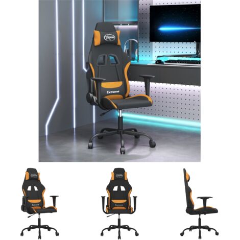 Gamingstuhl mit Liegefunktion - vidaXL Gaming-Stuhl Schwarz und Orange Stoff - Gamingstuhl mit Drehfunktion
