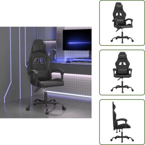Gamingstuhl Schwarz - vidaXL Gaming-Stuhl Drehbar Schwarz Kunstleder - Gamingstuhl mit Liegefunktion