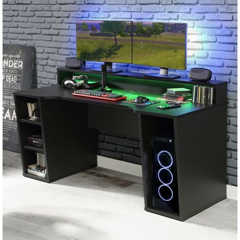 Gamingtisch Tezaur mit RGB-Beleuchtung 160 x 91,1 x 72 cm (BxHxT) Computertisch Schreibtisch mit Beleuchtung Gaming Gamer - MD110853