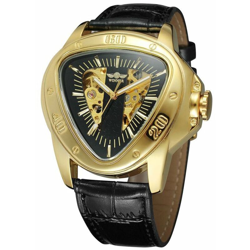 

Ganador Moda Deportes Triangulo Dial Esqueleto dorado Reloj misterioso Hombres Relojes de pulsera mecanicos automaticos de lujo,3 #