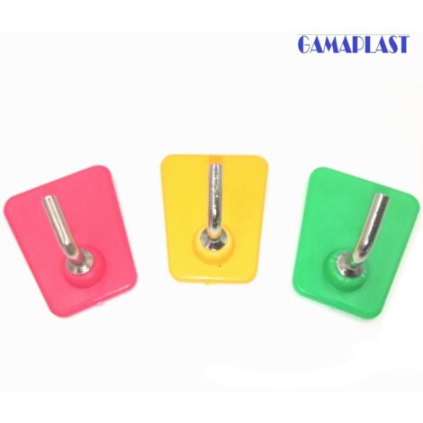 GANCETTO ADESIVO IN PLASTICA COLORI ASSORTITI