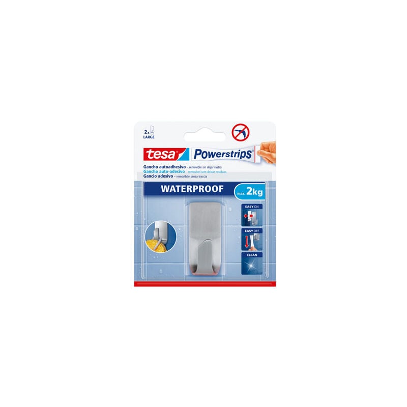 

Colgador Powerstrips Waterproof acero Tesa