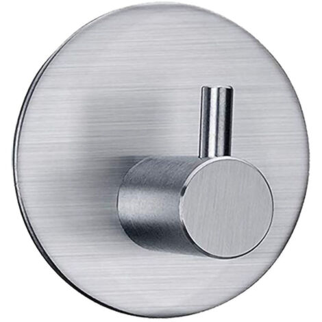 Gancho adhesivo de acero inoxidable – Gancho redondo para ducha, no requiere perforación, para baño y cocina, diseño elegante en plata cepillada, fácil instalación, 45 mm
