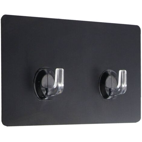 Gancho adhesivo doble ps pvc rectangular - negro - Tendance