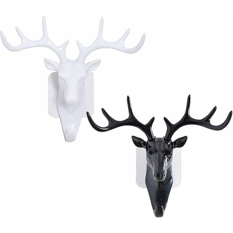 

Gancho adhesivo, gancho de pared decorativo, juego de 2 ganchos de pared de asta de ciervo para colgar llaves, carteras, monederos, sombreros, en el