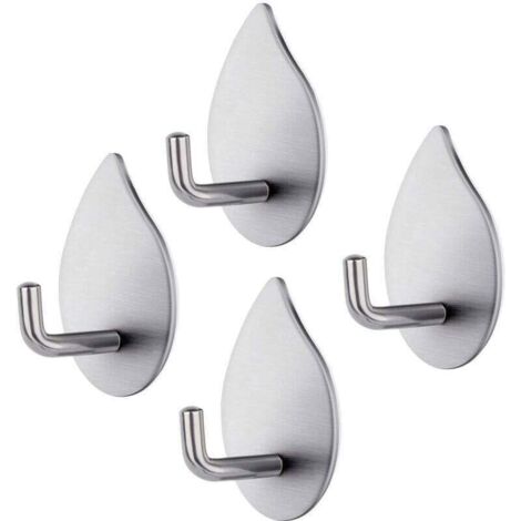 Gancho adhesivo Ulisem, 4 ganchos autoadhesivos de acero inoxidable 304, resistentes al agua, para pared, toallero de baño, capacidad de 3 kg, para dormitorio, cocina y baño.