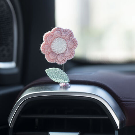 Gancho colgante para flores, accesorio de decoración para coche [Dimensiones: 5,5 x 3,2 cm] [Material: Lana] [Móvil de resorte] [Conjunto: 1 unidad] [Para mujeres/adolescentes/niñas]