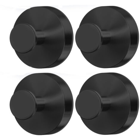 Gancho con ventosa para azulejos de baño/cocina (juego de 4) - Bola de ducha cromada extraíble para colgar toallas y ropa - Gancho redondo con ventosa de seda negra