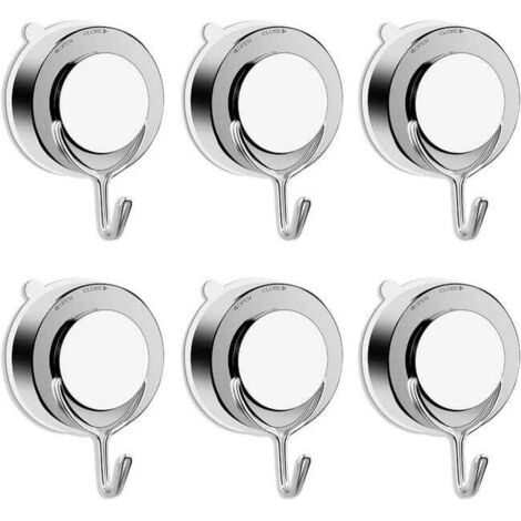 Gancho con ventosa para baño, inodoro y cocina: potente gancho para toallas, ducha o albornoces de acero inoxidable (paquete de 6).