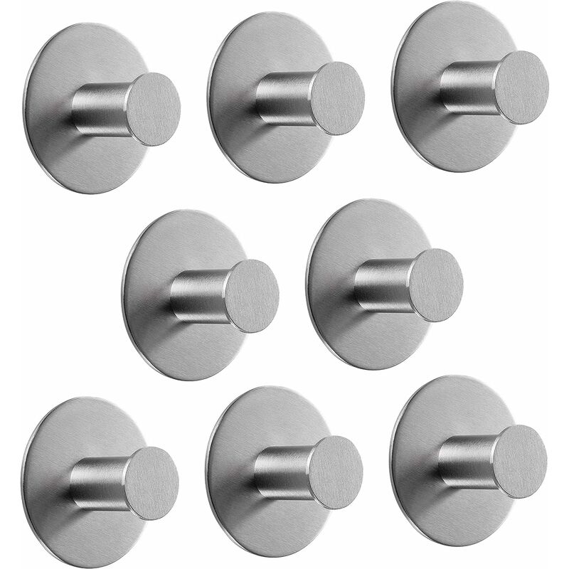 

Gancho de acero inoxidable de 8 piezas con cinta adhesiva y 1 toalla de mano - Soporte de pared, soporte de toalla autoadhesivo 3M para oficina,