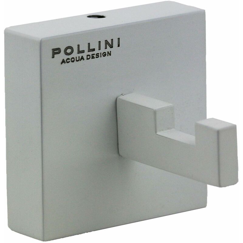 Gancho para albornoces de latón con instalación a pared Pollini Acqua Design Cube P1007 Blanco mate