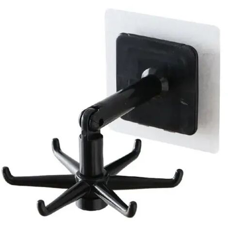 Gancho de cocina multiusos con rotación de 360 grados para organizar y guardar accesorios para colgar cucharas, 1 pieza, color negro