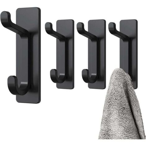 Gancho de pared adhesivo negro, toallero para baño, toallero para cocina, perchero adhesivo, perchero de pared sin taladrar, resistente al agua y al óxido.