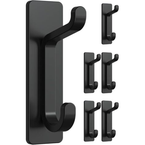 Gancho de pared adhesivo, toallero de baño, perchero de cocina, perchero adhesivo, montaje en pared sin taladrar, impermeable, antioxidante, negro, 6 piezas