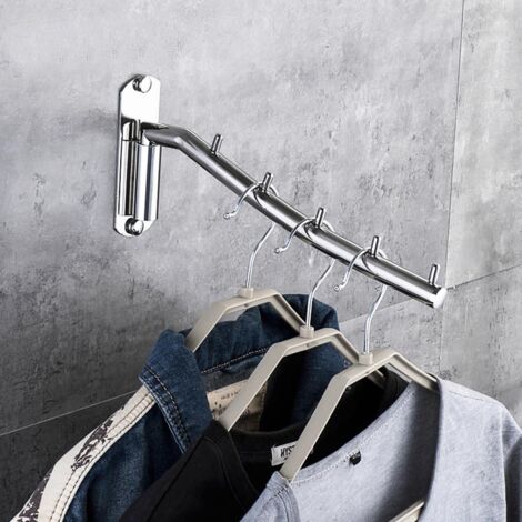 Gancho de pared de acero inoxidable para tendedero de ropa, barra para secar toallas de baño, ahorra espacio, resistente a la corrosión, fácil instalación.