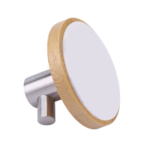 Gancho de pared de bambú natural y acero inoxidable – soporte para equipaje, llaves y toallas – gancho de suelo sin tornillos