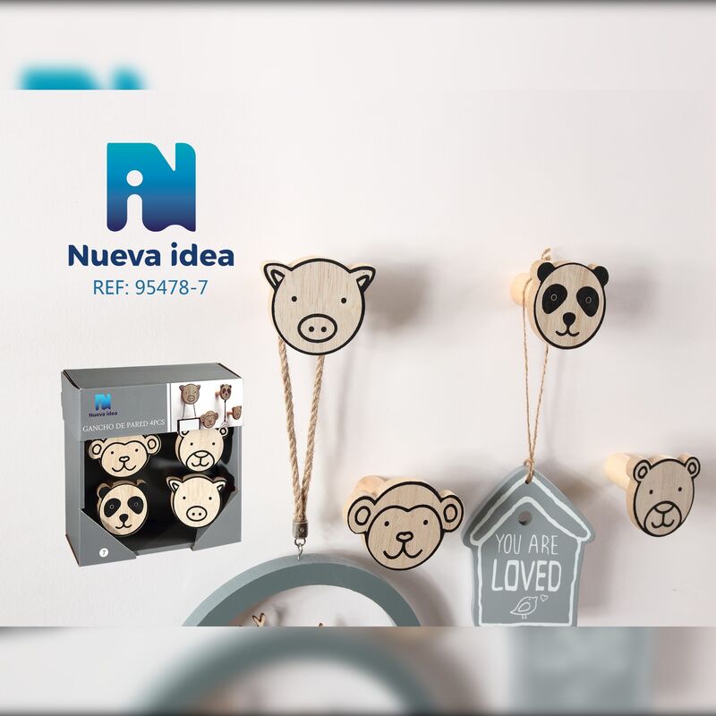 

Gancho de pared Nueva Idea de 4 piezas animales