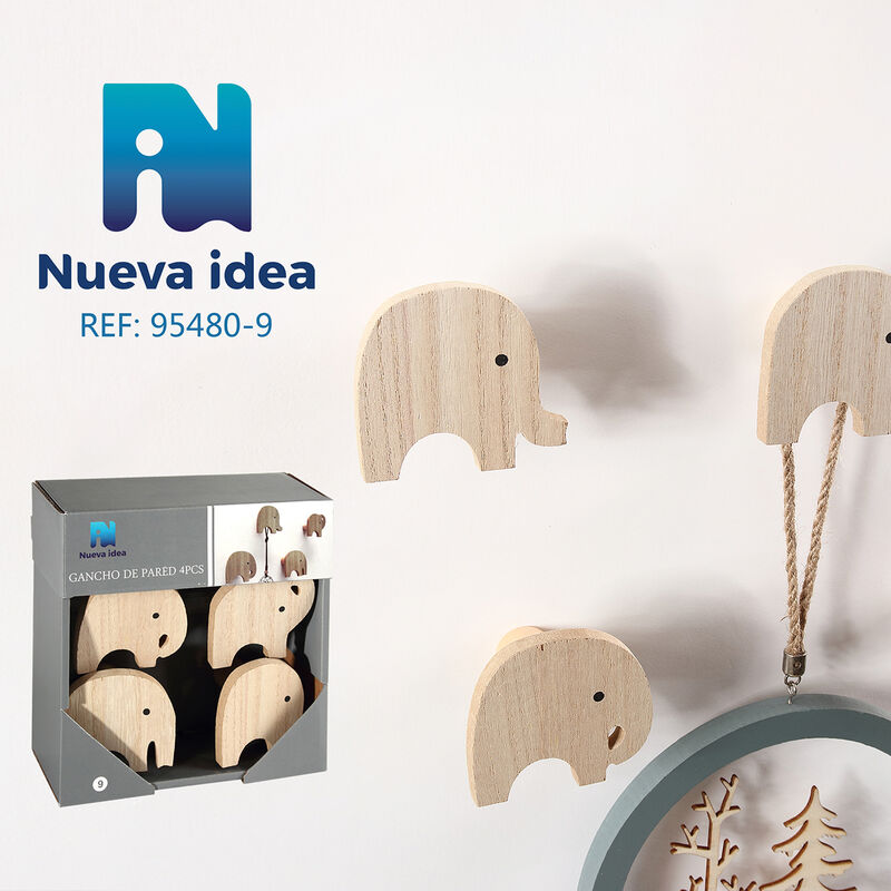 

Gancho de pared Nueva Idea de 4 piezas elefantes