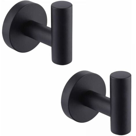 Gancho de pared para baño, toallero, gancho de acero inoxidable SUS304, negro mate, toallero, paquete de 2