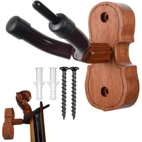 Gancho de pared para violín  Soporte de caoba para instrumentos de cuerda con soporte para arco  Accesorio ideal para violín en estudio casero, sala de música, ensayo, exhibición y almacenamiento.