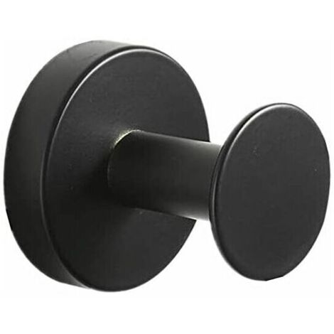 Gancho de pared redondo sólido, gancho para batas de acero inoxidable, toallero negro para el hogar o la oficina.