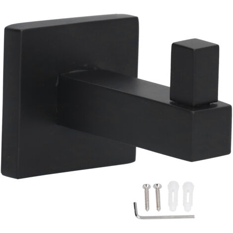 Gancho de pared robusto de acero inoxidable negro para baño, cocina, hotel, montaje en pared con 2 tornillos.