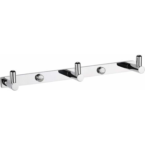 Gancho de pared Soporte de toalla de acero inoxidable simple Llaves de albornoz Soporte de toalla de té para baño WC Cocina - 3 ganchos