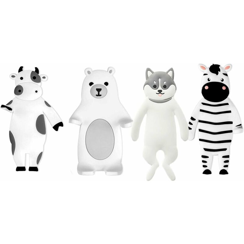 

Gancho de puerta con gancho adhesivo para animales de 4 piezas, ganchos adhesivos sin perforaciones, gancho decorativo de pared con animales para
