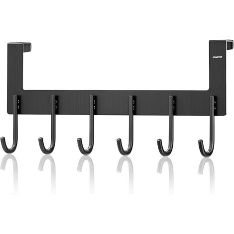 Gancho de puerta de aluminio, gancho de puerta con 6 ganchos, no requiere taladrar, pesa 20 kg, perfecto para dormitorio, sala de estar, baño, cocina.