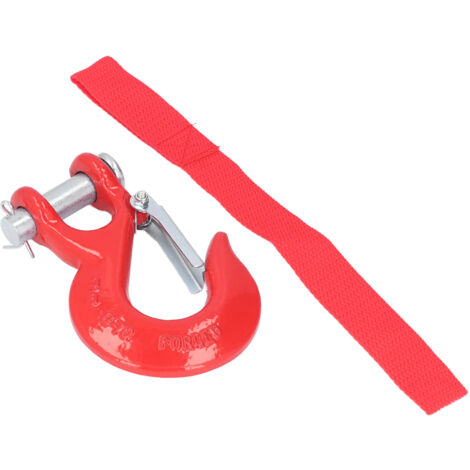 Gancho de seguridad de acero con horquilla de 3/8 pulgadas, capacidad límite de 18000 libras, a prueba de polvo, para elevación de rescate en puerto todoterreno, color rojo