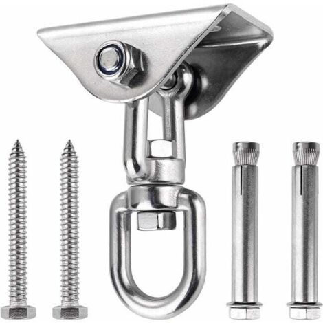 Gancho de techo, acero inoxidable 304, capacidad de 500 kg, rotación de 360°, para kits de suspensión de madera y hormigón, sillas colgantes, lámparas de araña, hamacas y equipos de yoga.