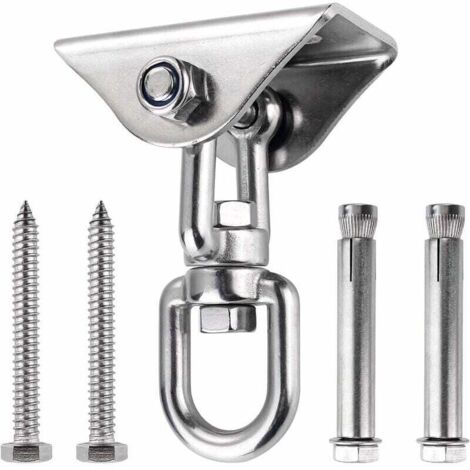Gancho de techo, acero inoxidable 304, capacidad de carga de 500 kg, rotación de 360°, suspensión de cemento y madera, kit, silla colgante, lámpara de araña, hamaca, yoga