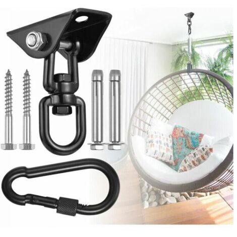 Gancho de techo giratorio de 360° para silla colgante, con tornillos para hormigón, madera, parque infantil, porche, trapecio y yoga.