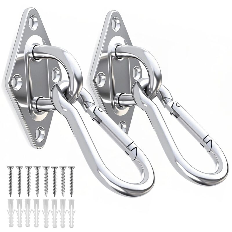 Gancho de techo, placas de ojo rectangulares de acero inoxidable, capacidad de 300 kg para columpios, hamacas, toldos y accesorios para embarcaciones.
