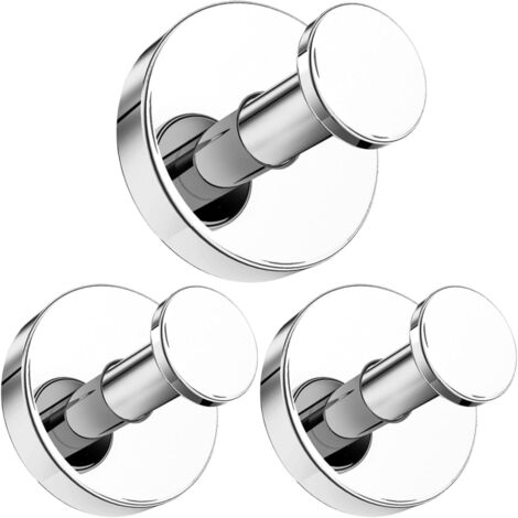 Gancho de ventosa para azulejos de vidrio de baño y cocina, color plateado (paquete de 3) - Gancho cromado extraíble para colgar ropa, toallas y bolas de baño
