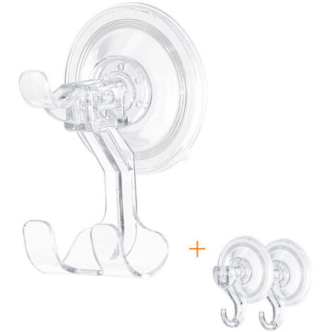 Gancho de ventosa transparente para baño, sin taladros, gancho adhesivo, gancho de pared con ventosa, gancho de plástico para puerta de cocina - 1 gancho doble + 2 ganchos simples