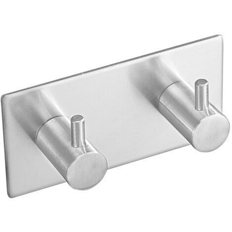 Gancho doble  Gancho de pared autoadhesivo para colgar ropa  Gancho para llaves de acero inoxidable impermeable, ideal para el baño, uso exterior, cocina, puertas, ventanas y otras decoraciones de int