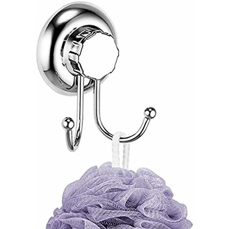 Gancho Doble Ventosa - Sistema de Vacío - Sin Perforación - Gancho para Toallas y Albornoces - Acero Inoxidable - Gancho de Pared para Baño y Cocina