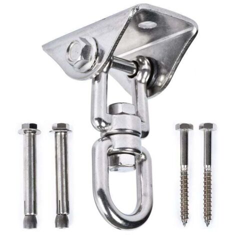 Gancho giratorio de acero inoxidable de 360° con gancho de tornillo para columpio de porche, gimnasio, hamaca, cajas de cuerda con asiento de columpio de yoga, capacidad de 900 kg - Paquete de 2