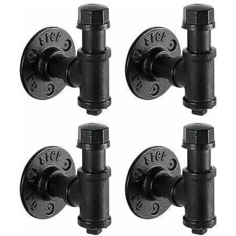 Gancho industrial para abrigos, gancho de pared resistente, gancho de toalla giratorio negro, gancho de tubo de hierro, 4 piezas