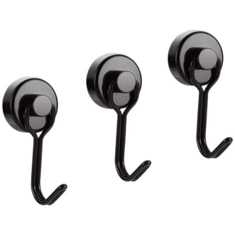 Gancho magnético, gancho magnético negro para refrigerador de 4 piezas, gancho magnético, gancho magnético potente, imán súper fuerte con gancho, gancho magnético de alta resistencia.
