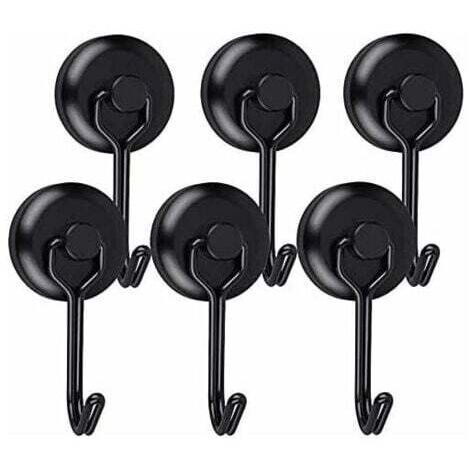 Gancho magnético resistente para refrigerador, imán giratorio de neodimio negro, gancho magnético para cocina, soporte para trapos de cocina (6 unidades)
